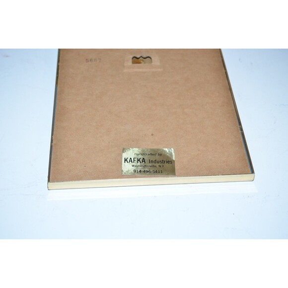 Vtg Kafka Metallic Art Framed Foil Picture Floral Bouquet violets 6x6 - Picture 5 of 7